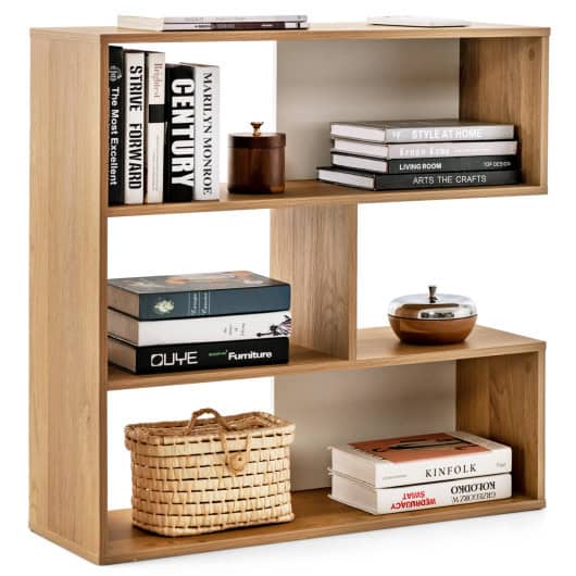 Geometric 3 Shelf Open Bookcase with Anti-Tip Safety Features - Image 4