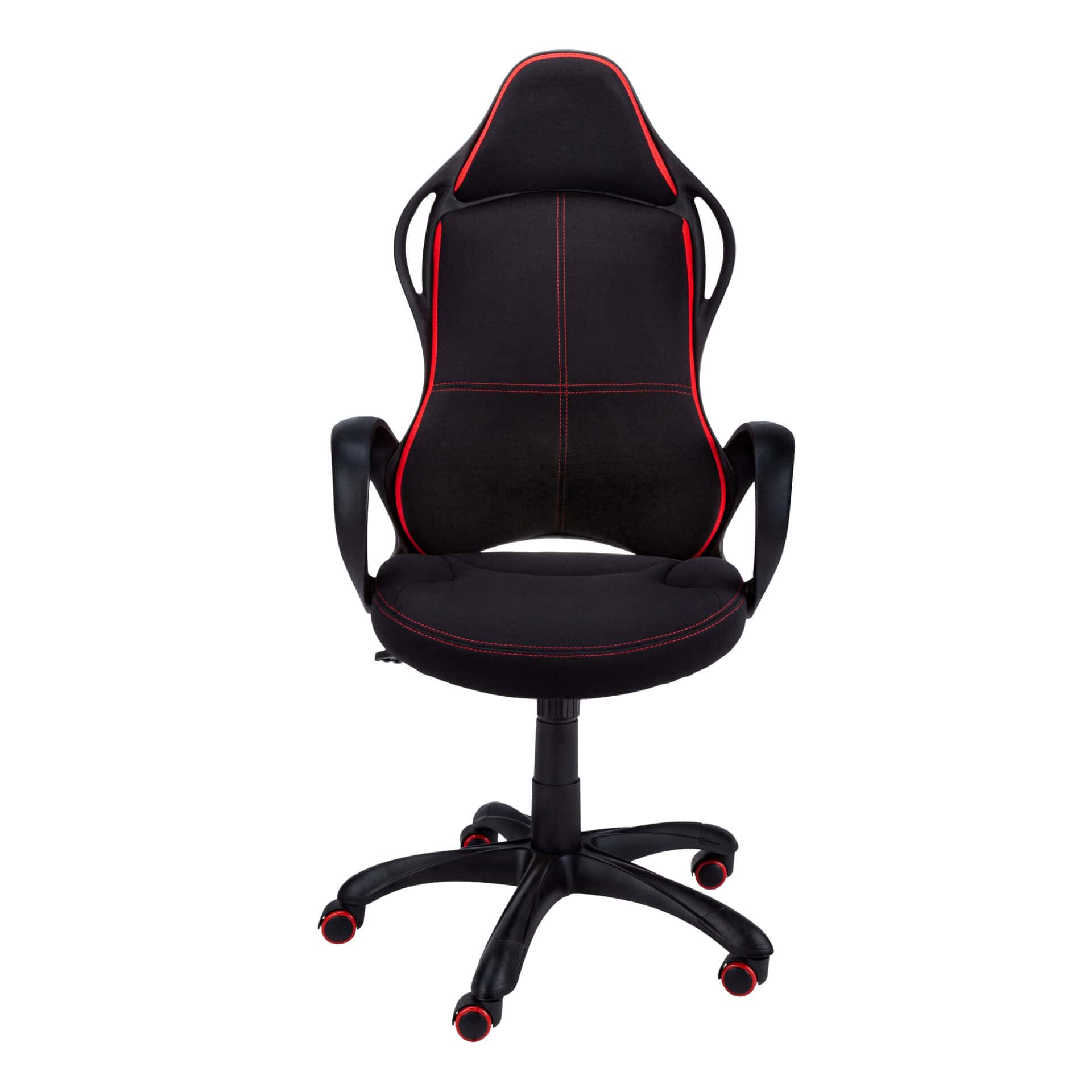 Black Tufted Adjustable Swivel Gaming Chair with Fabric Back