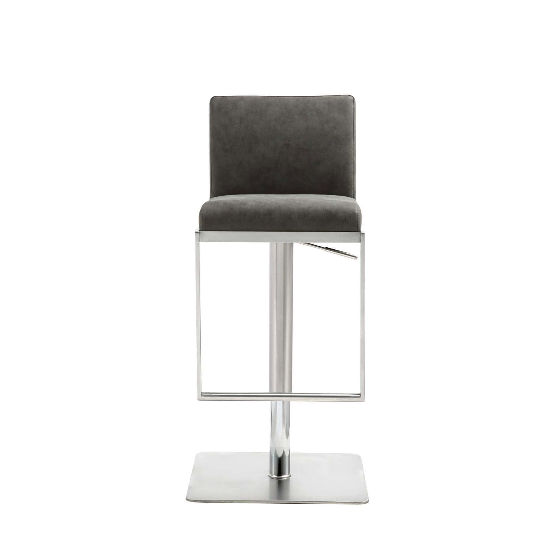 20 Inch Gray and Silver Stainless Steel Bar Stool - Image 6