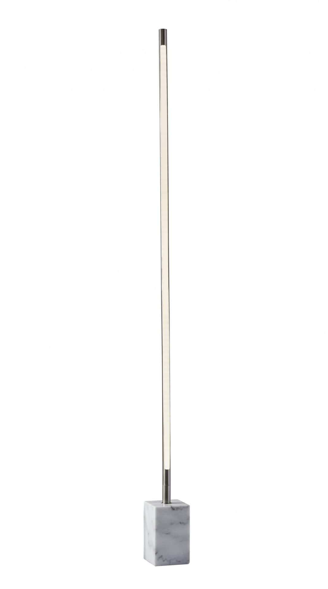 Minimalist Ambient Glow Floor Lamp, Brushed Steel and White Marble
