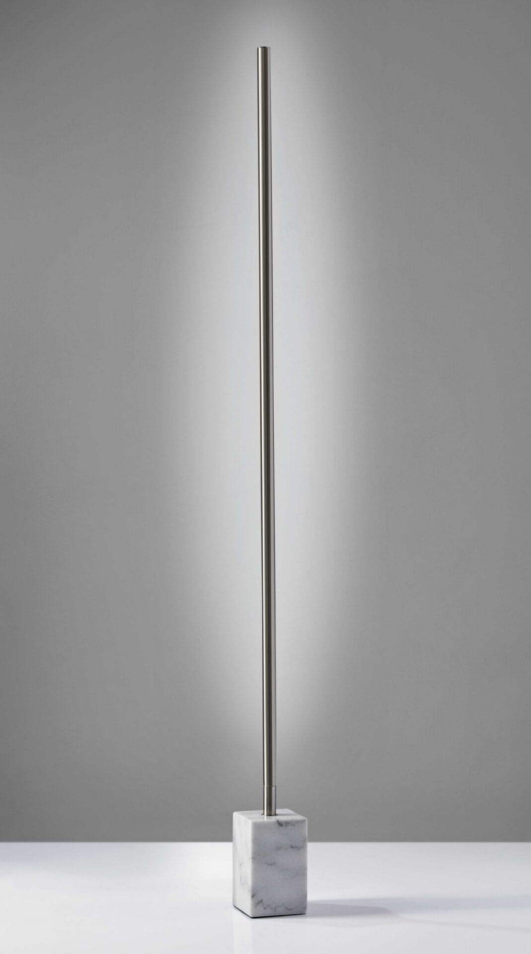 Minimalist Ambient Glow Floor Lamp, Brushed Steel and White Marble - Image 4