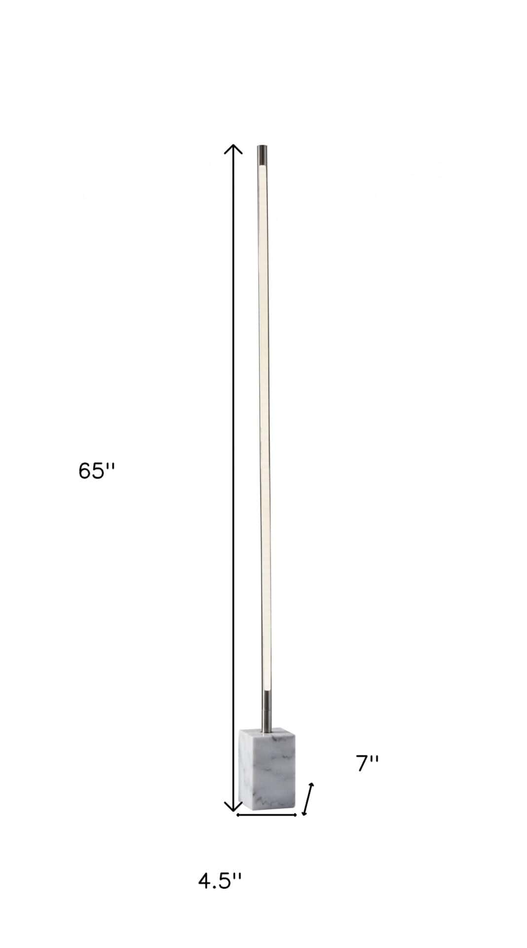 Minimalist Ambient Glow Floor Lamp, Brushed Steel and White Marble - Image 5