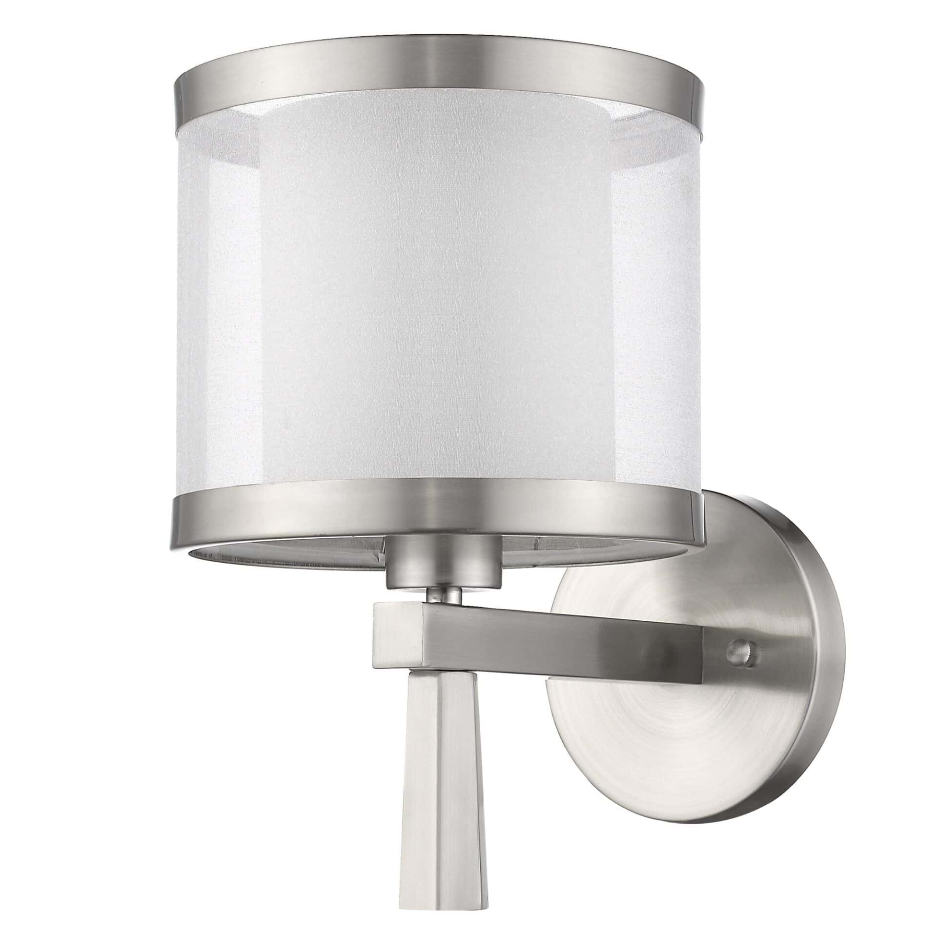 White and Silver Wall Sconce with Fabric Shade