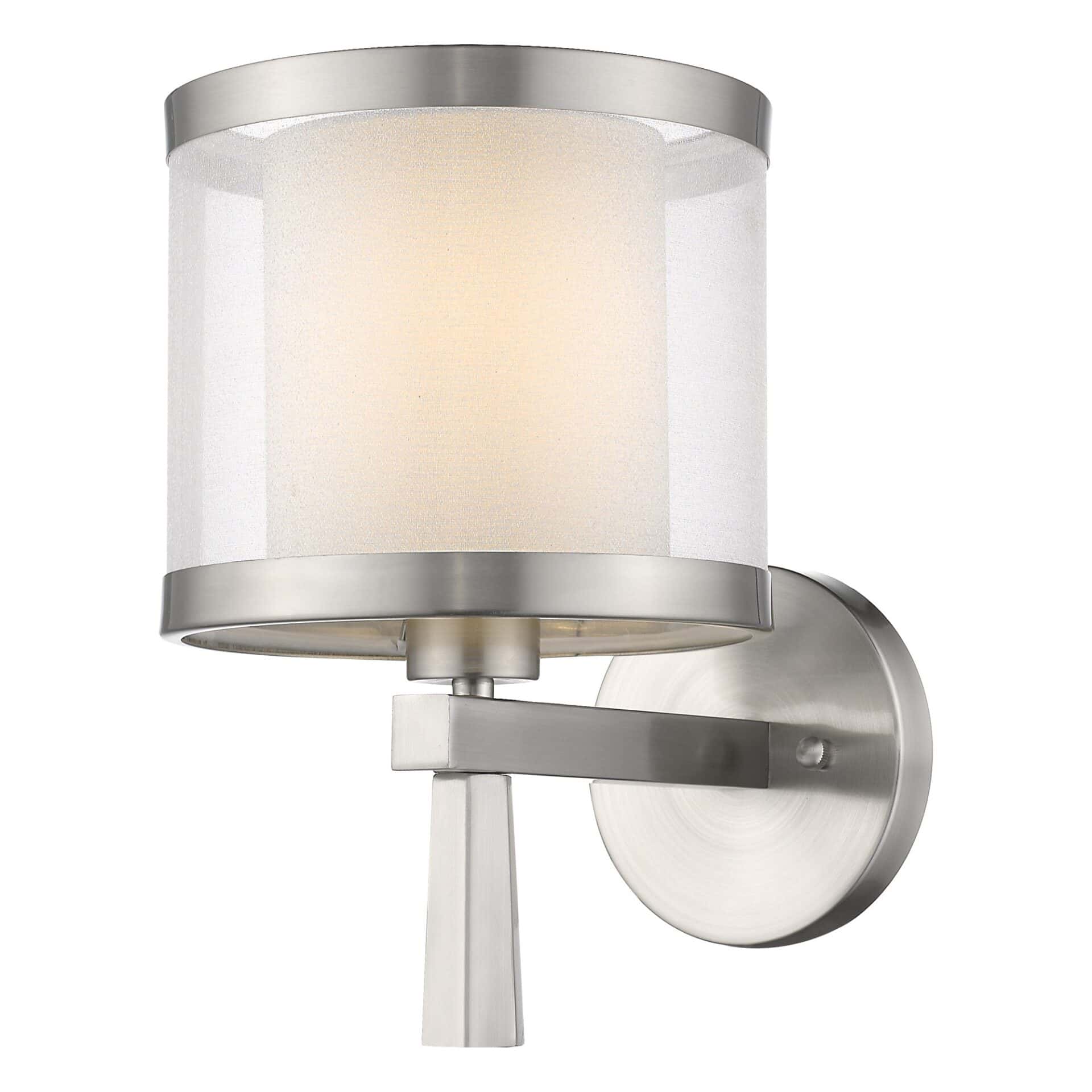 White and Silver Wall Sconce with Fabric Shade - Image 2