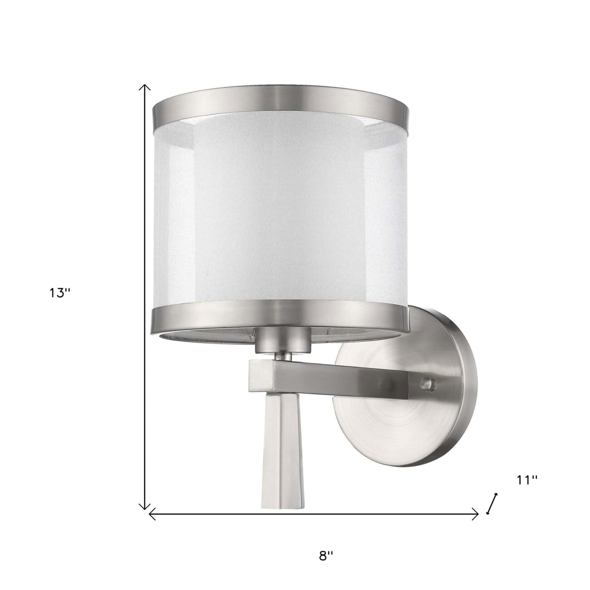 White and Silver Wall Sconce with Fabric Shade - Image 4
