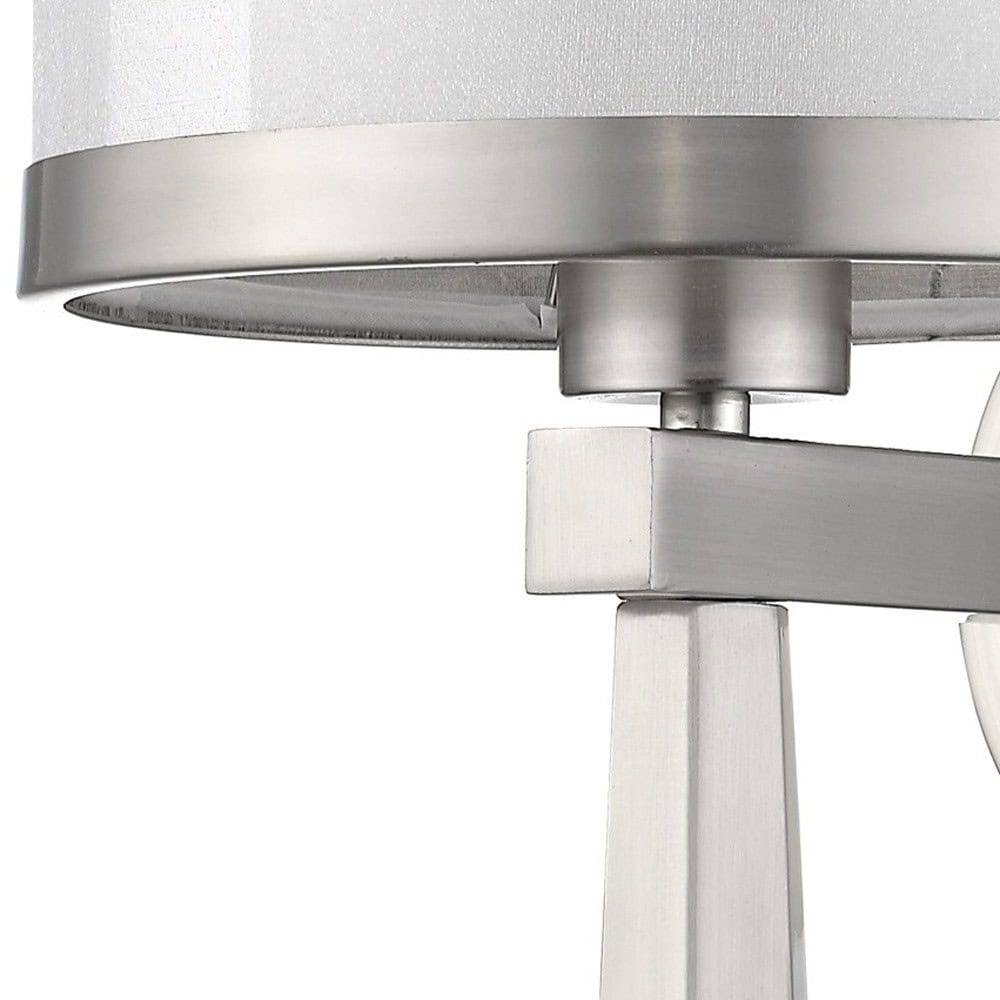 White and Silver Wall Sconce with Fabric Shade - Image 3