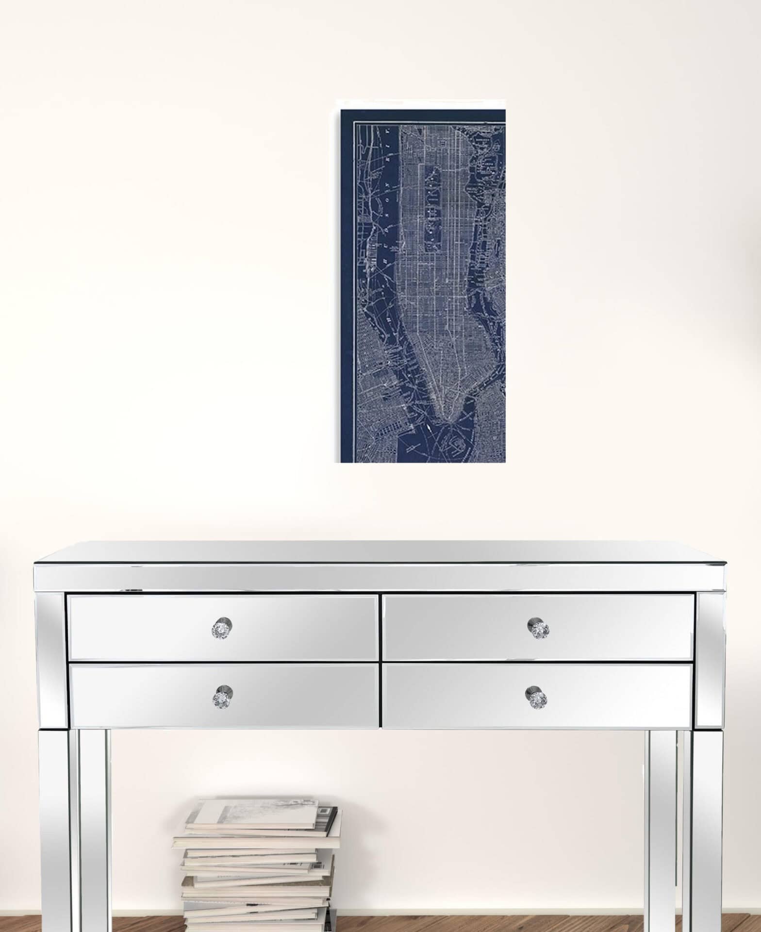 24" x 16" Indigo and White New York Map Canvas - Image 2