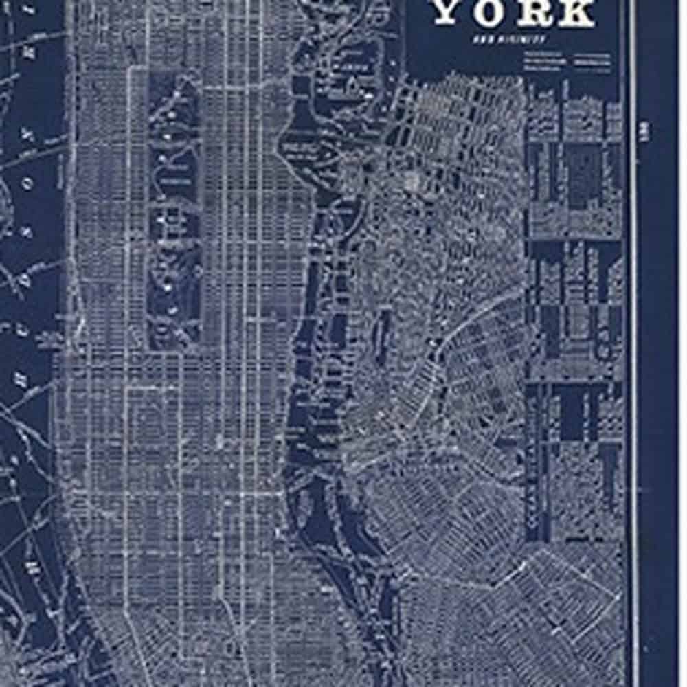 24" x 16" Indigo and White New York Map Canvas - Image 3