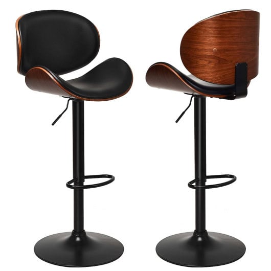 Adjustable Swivel PU Leather Bar Stools with Footrest (Set of 2) - Image 4