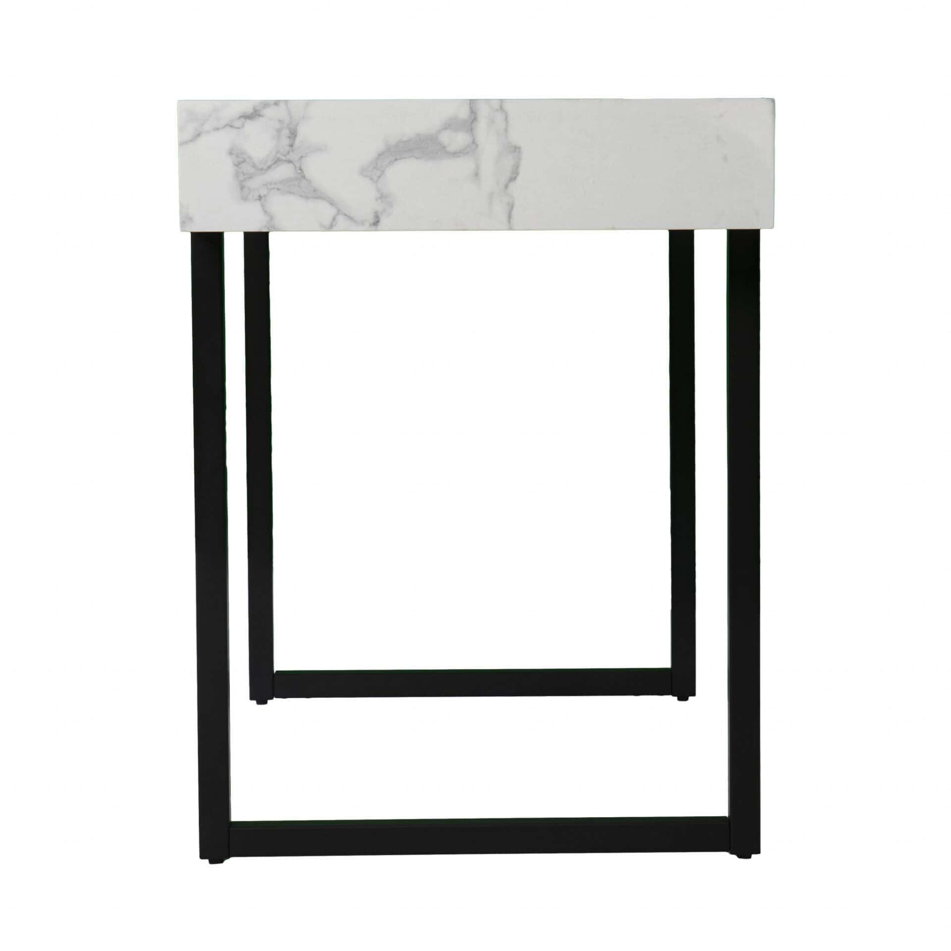 Sleek White and Black Writing Desk with Storage Drawer - Image 4