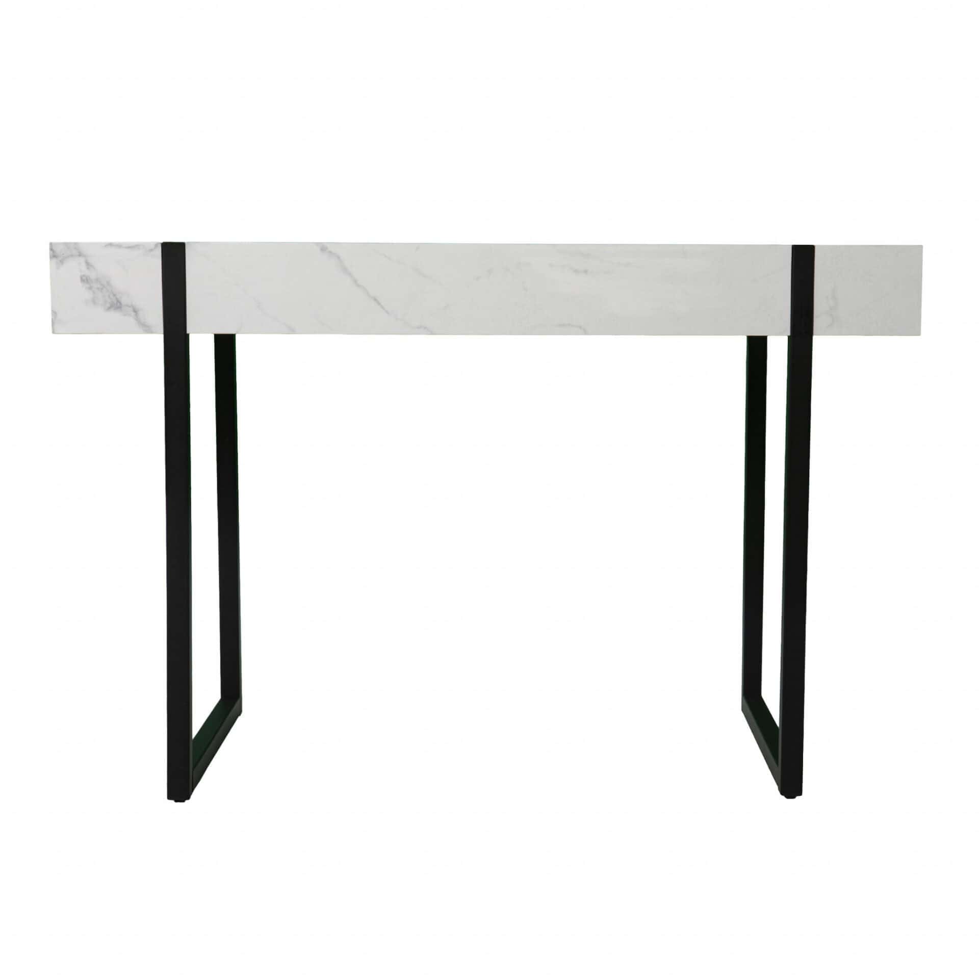 Sleek White and Black Writing Desk with Storage Drawer - Image 5