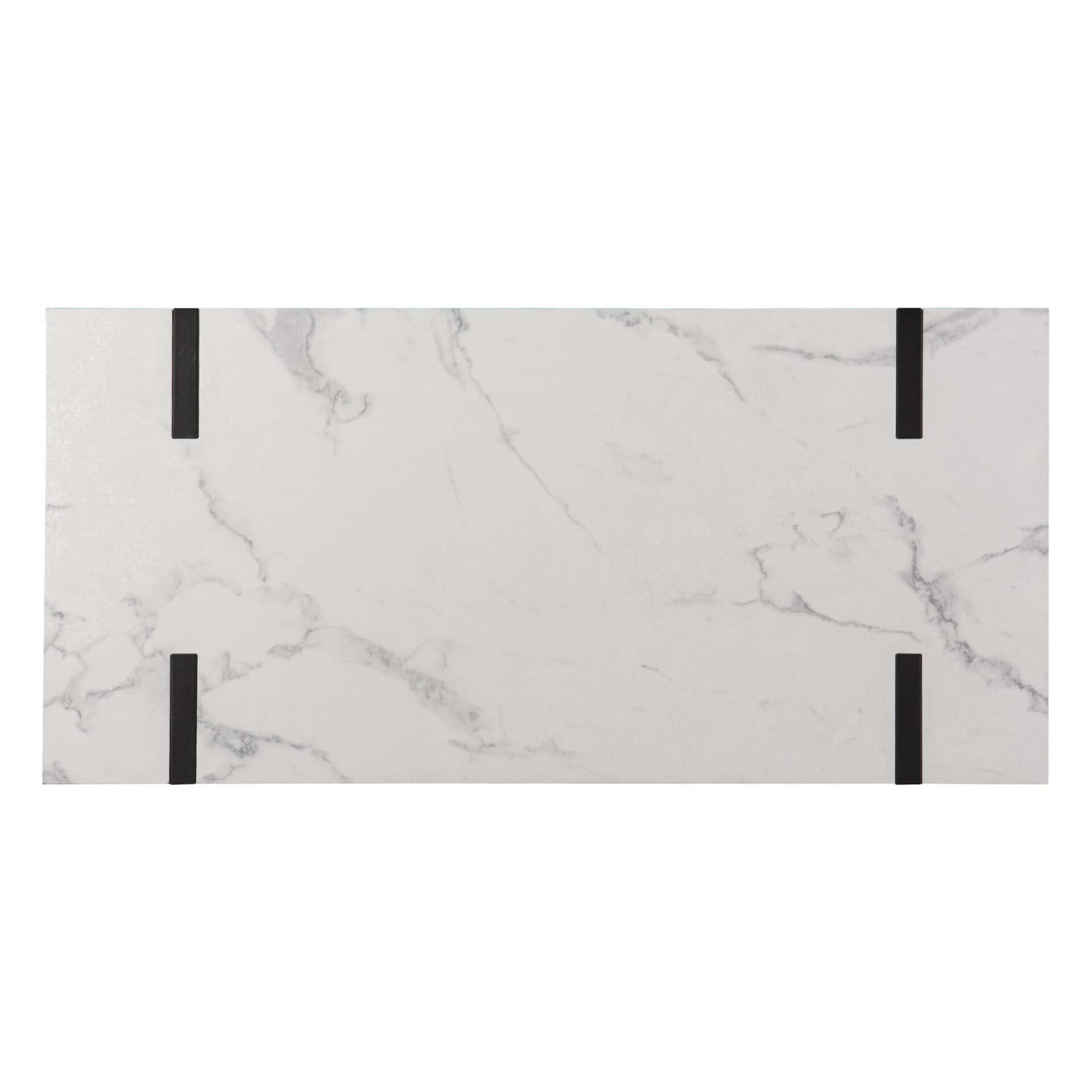 Sleek White and Black Writing Desk with Storage Drawer - Image 6