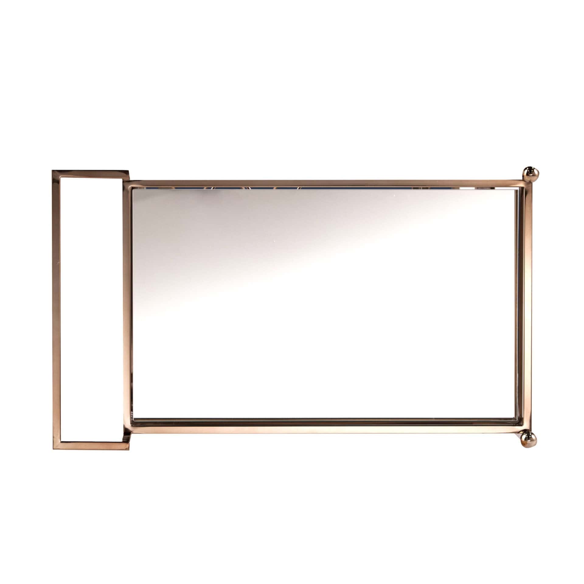 Champagne Metal Rolling Bar Cart With Mirrored Glass and Wine Storage - Image 7