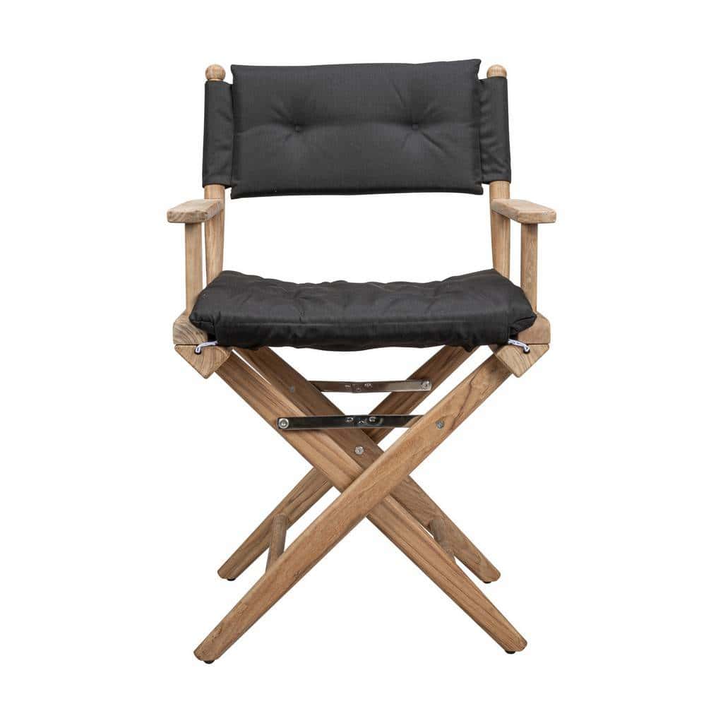 23" Black and Brown Director Chair with Black Cushion - Image 2