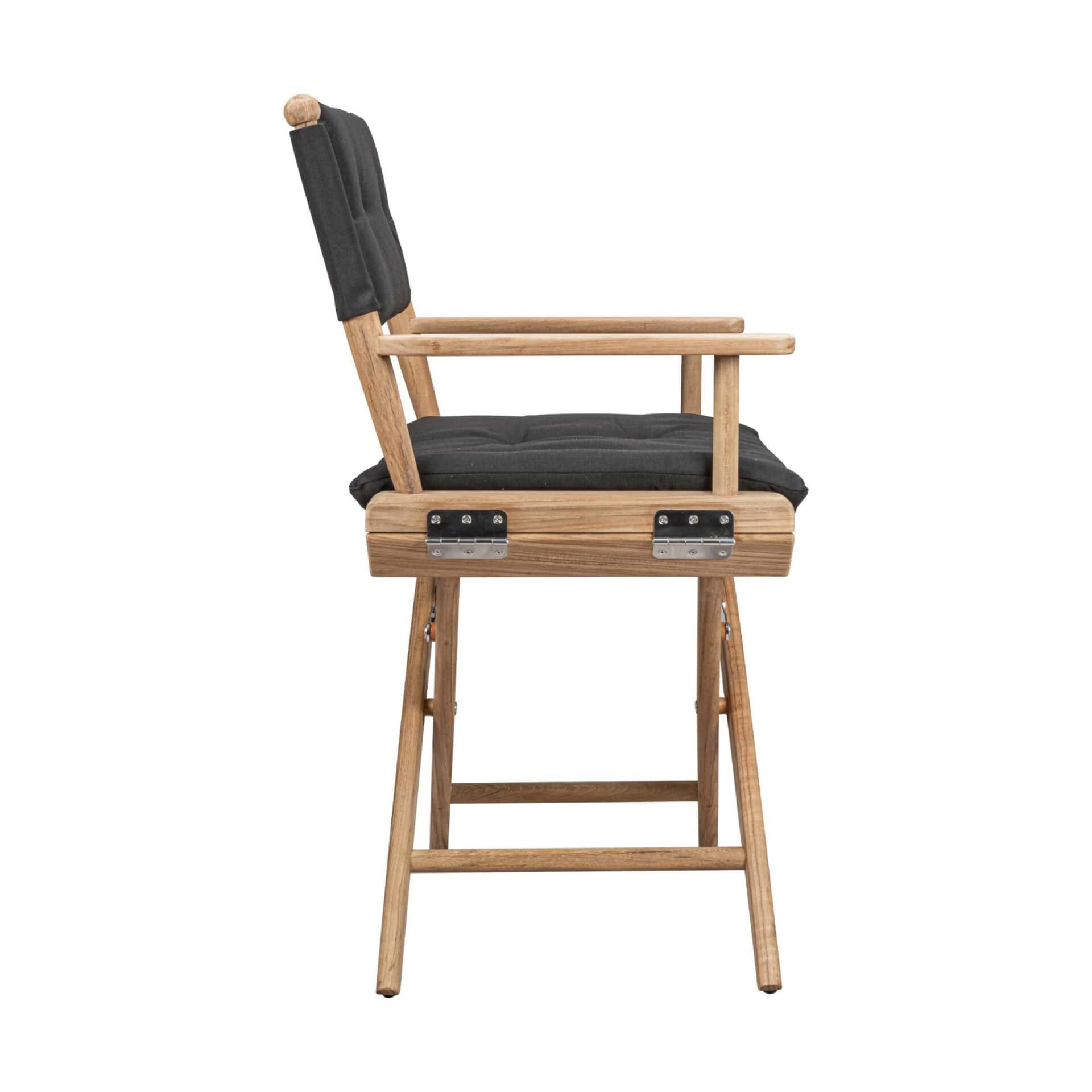 23" Black and Brown Director Chair with Black Cushion - Image 3