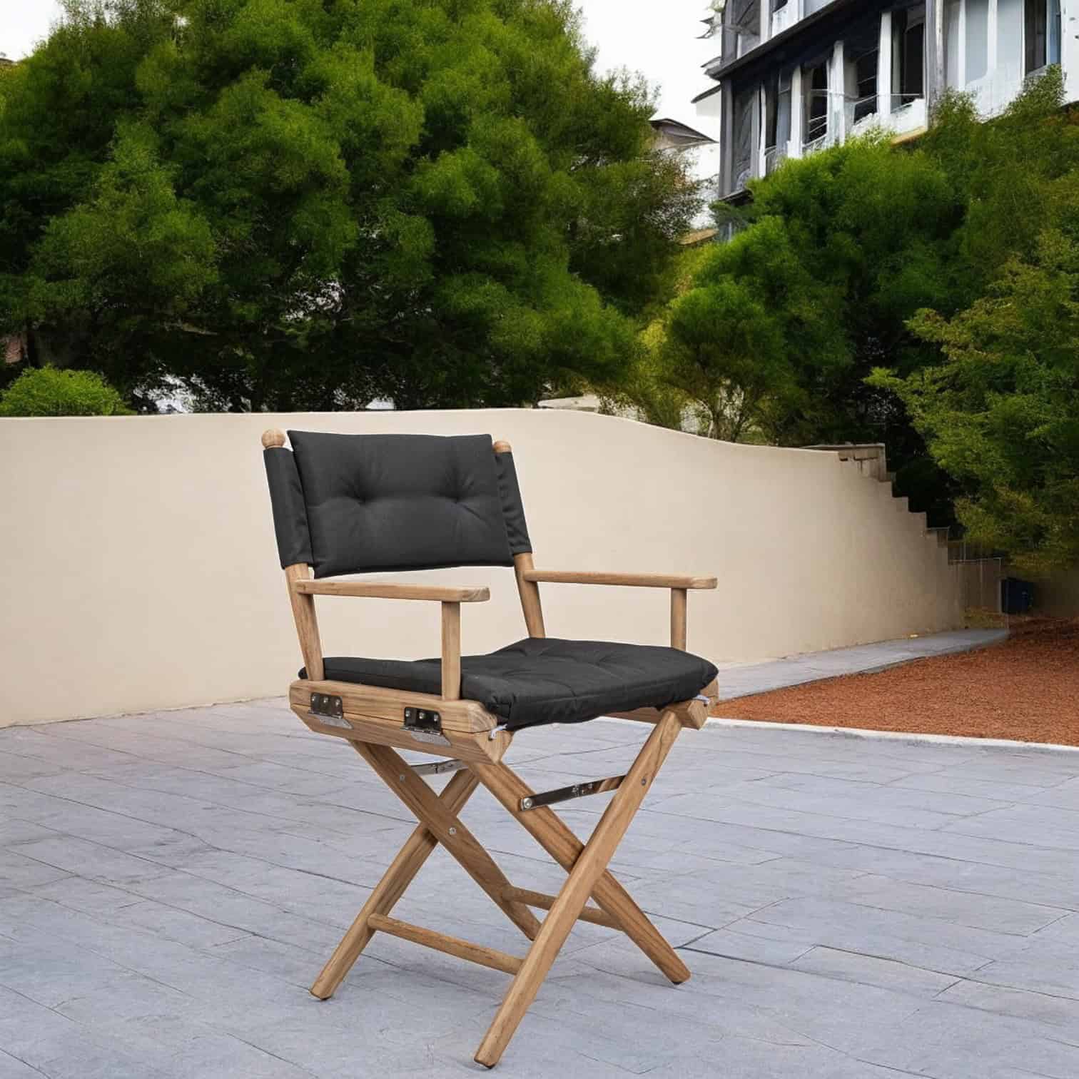 23" Black and Brown Director Chair with Black Cushion