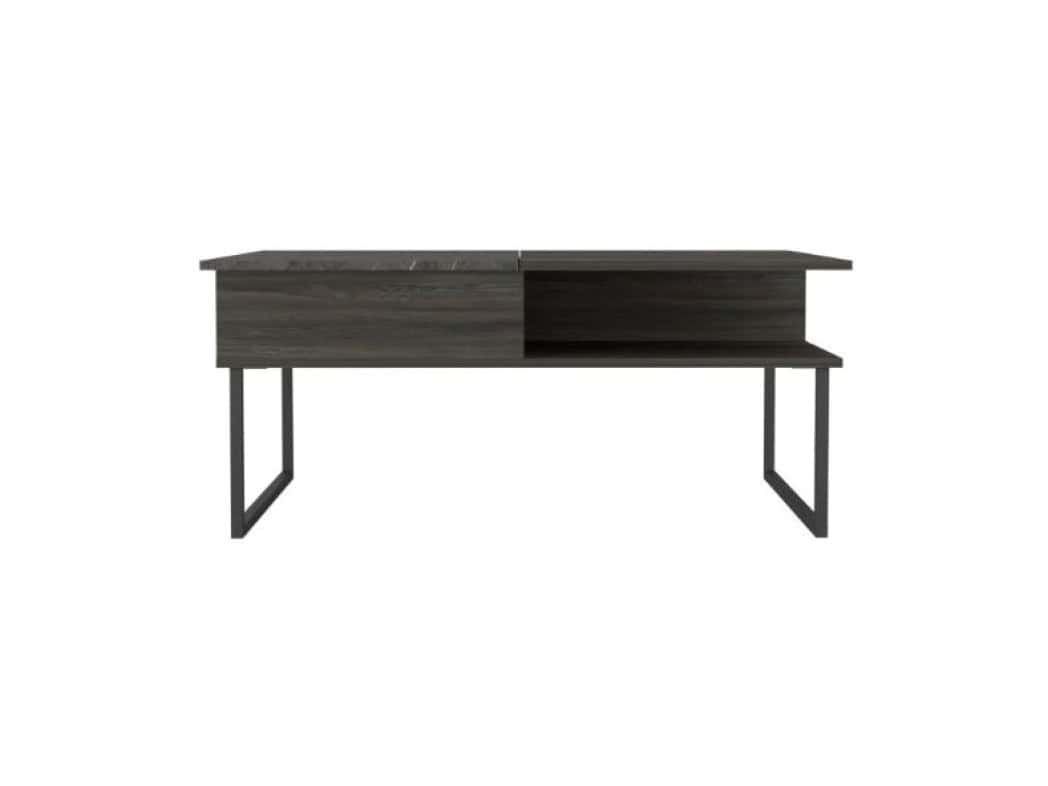 41 Inch Gray Onyx Lift Top Coffee Table With Shelves - Image 2