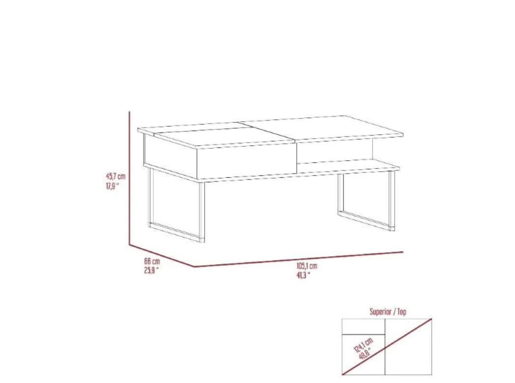 41 Inch Gray Onyx Lift Top Coffee Table With Shelves - Image 6