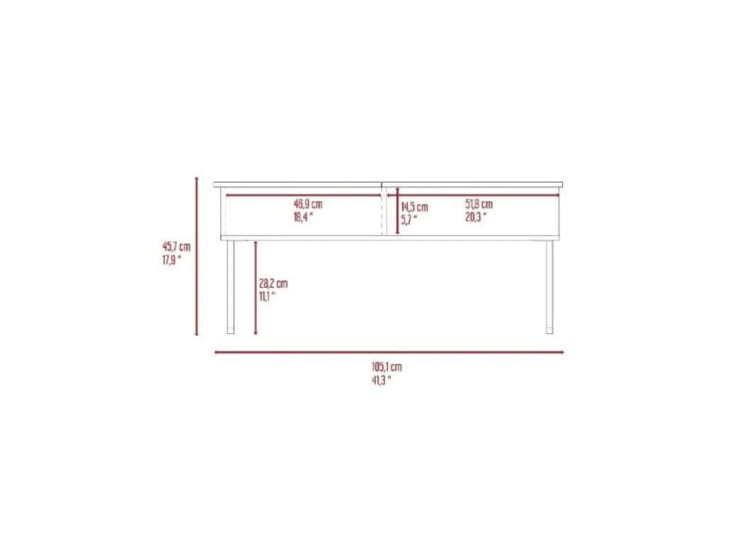 41 Inch Gray Onyx Lift Top Coffee Table With Shelves - Image 7