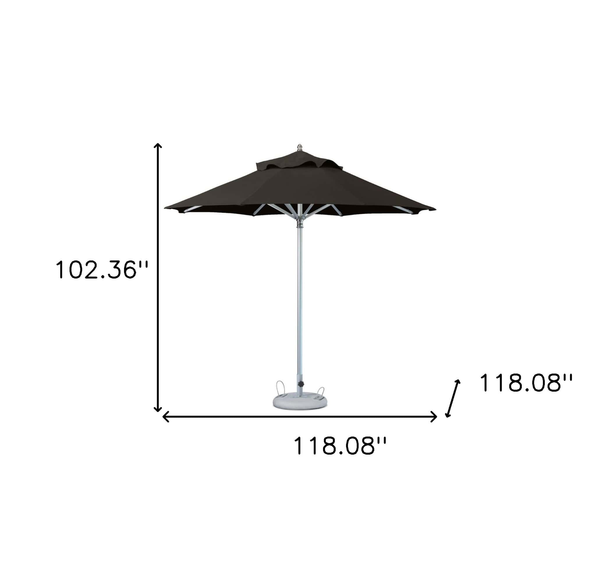10' Black Round Polyester Market Umbrella with Manual Lift