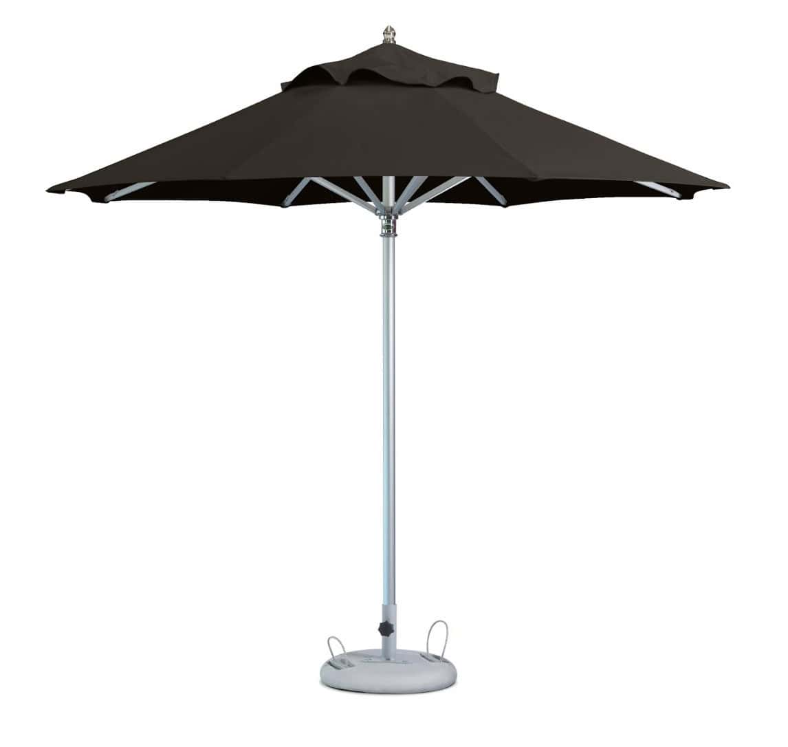 10' Black Round Polyester Market Umbrella with Manual Lift - Image 3