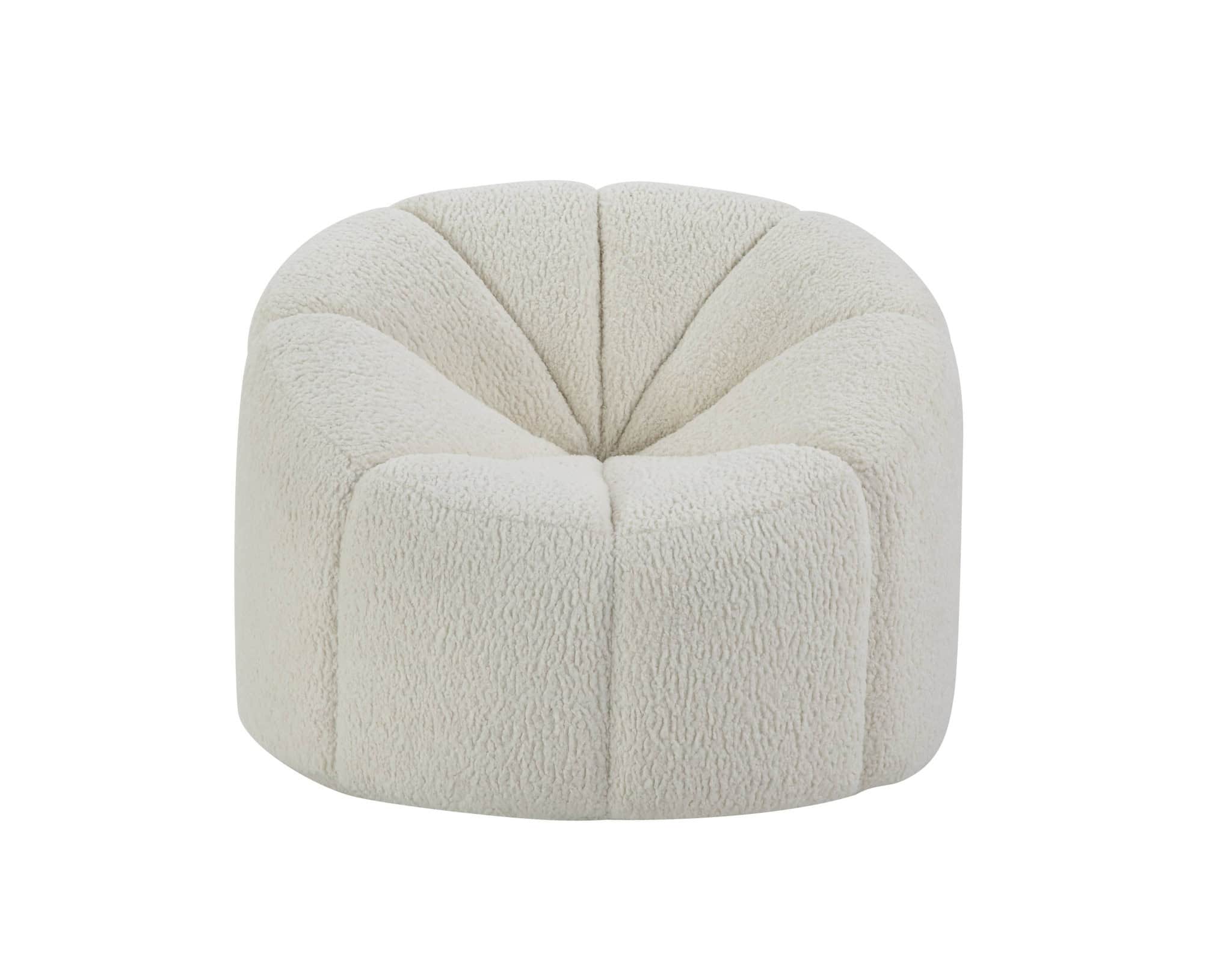 38 Inch White And Black Sherpa Swivel Barrel Chair
