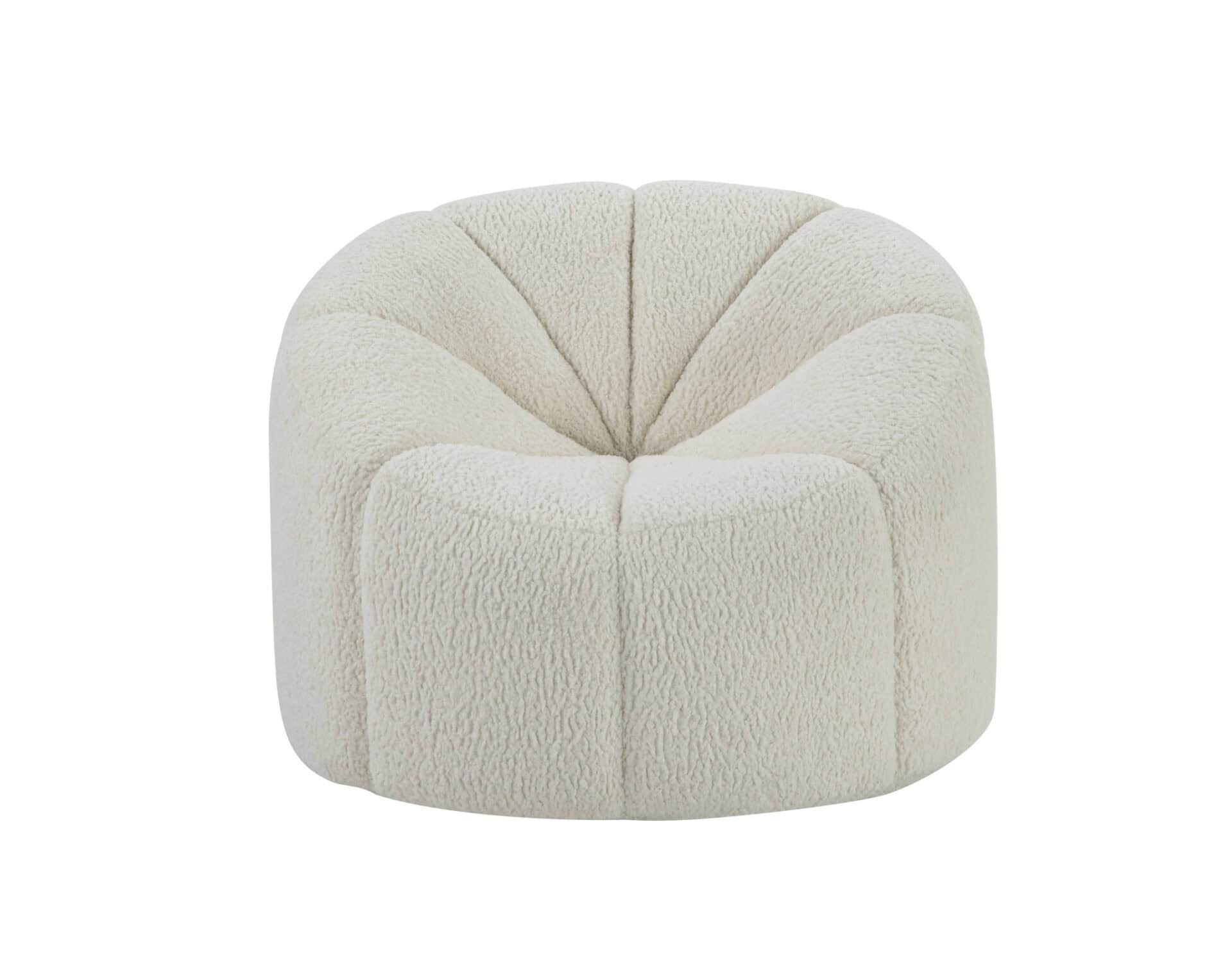 38 Inch White And Black Sherpa Swivel Barrel Chair - Image 2