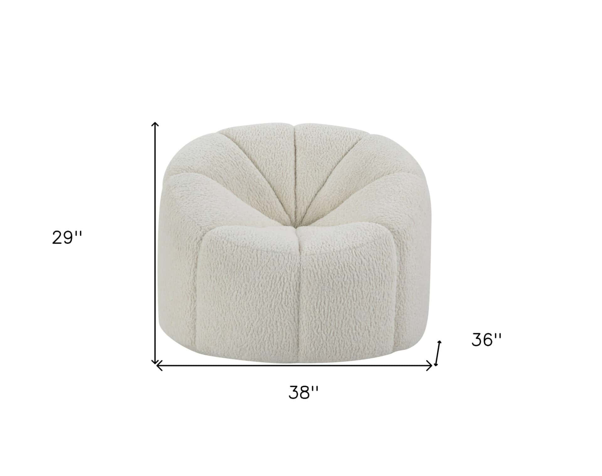 38 Inch White And Black Sherpa Swivel Barrel Chair - Image 6