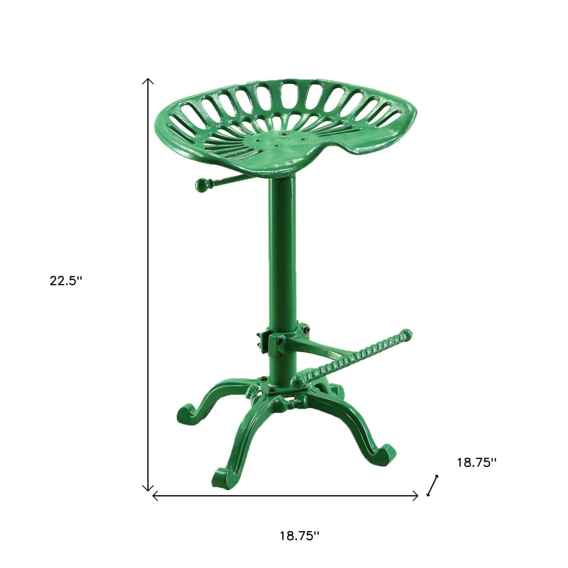 23 Inch Green Adjustable Height Bar Stool with Footrest - Image 5