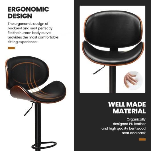 Adjustable Swivel PU Leather Bar Stools with Footrest (Set of 2) - Image 7