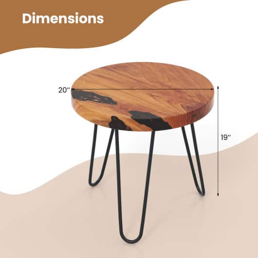 Rustic Teak Wood Live Edge Side Table with Metal Legs - Image 5