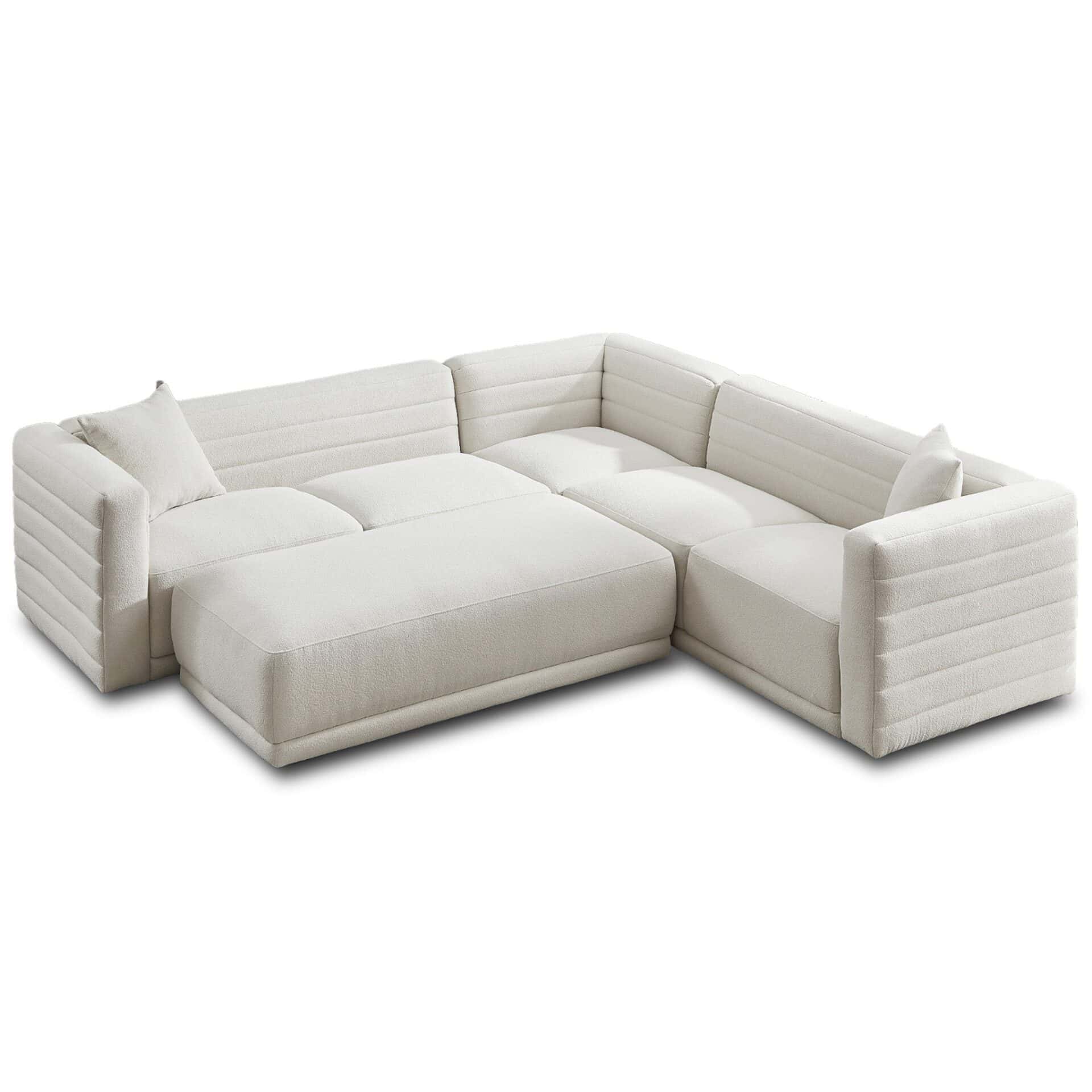Cream Velvet Modular Corner Sectional Sofa for Living Rooms