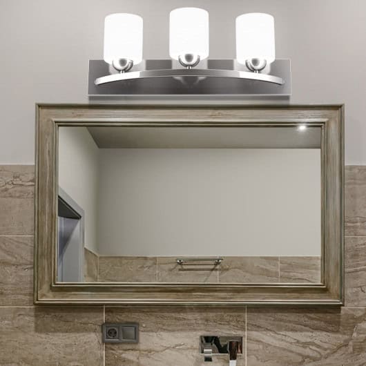 Modern Satin Nickel Wall Sconce with Frosted Glass Shades (3 Bulbs)