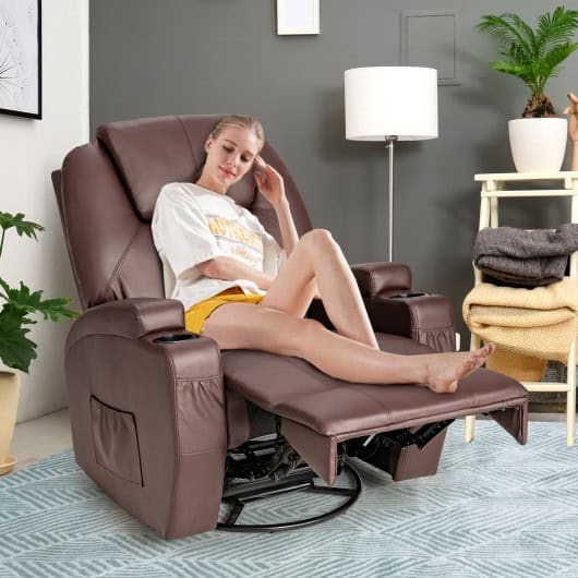 Swivel Massage Recliner Chair with Heat, Remote, and Rocking Function