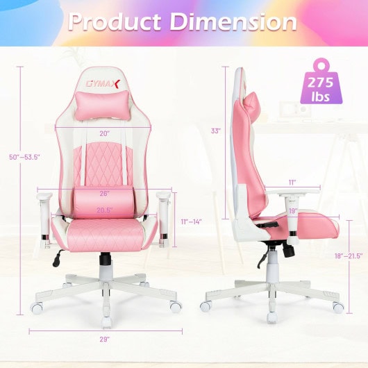 Pink Ergonomic High Back Gaming Chair with Lumbar Support - Image 5