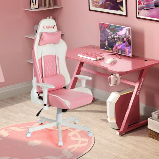 Pink Ergonomic High Back Gaming Chair with Lumbar Support