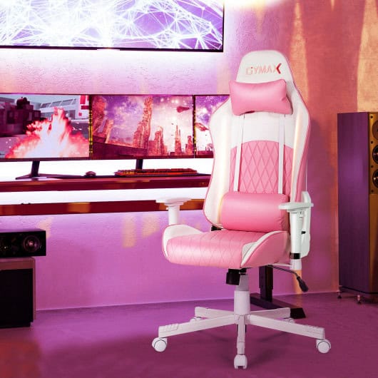 Pink Ergonomic High Back Gaming Chair with Lumbar Support - Image 2