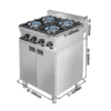 Plynový sporák s 4 horákmi - 14,4 kW s podstavcom - Image 4
