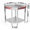 Pracovný stôl rohový nerezový PREMIUM - 1000x700 mm, s podstavcom