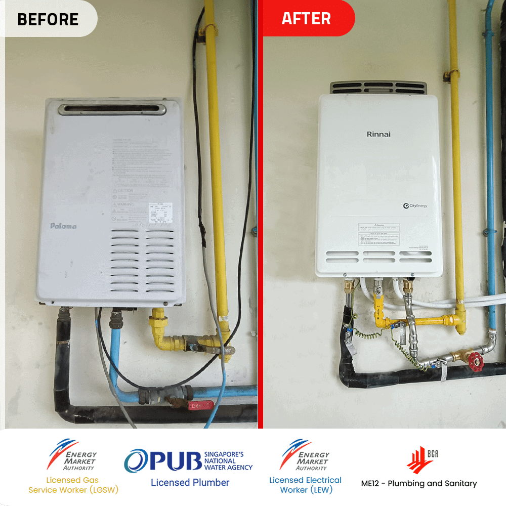 Paloma PH-16SX gas heater replacement to Rinnai REU-2024W-RS gas heater at The Asteria-15 Jul 2024