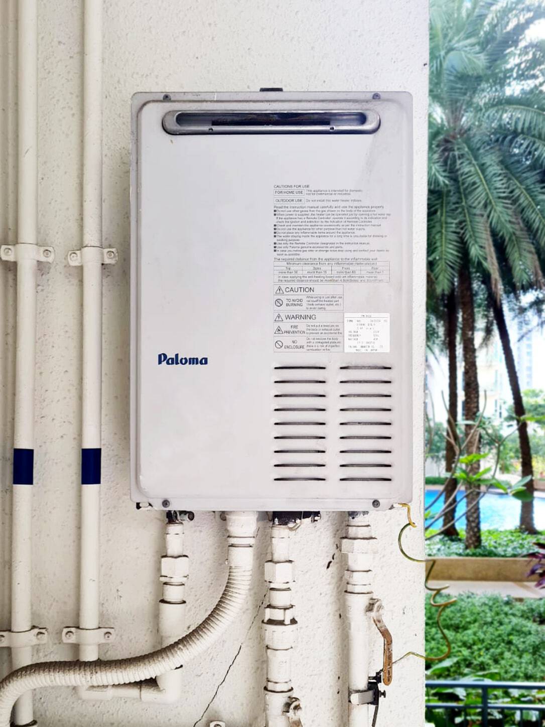 Paloma gas water heater installed in a Singapore home