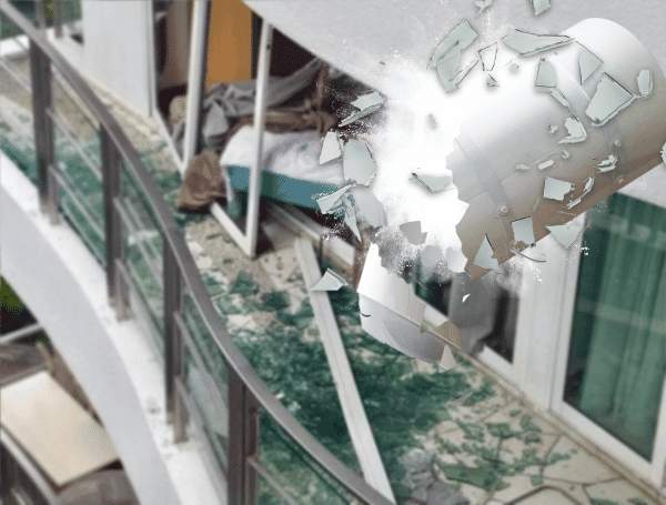 Damage after a storage water heater explosion