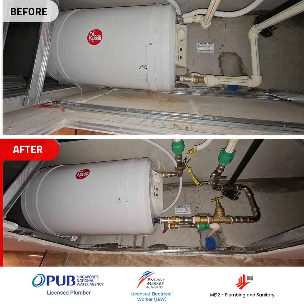 Rheem EHG-40 water heater replacement to EHG-40 at Seaside Residences- Before and after