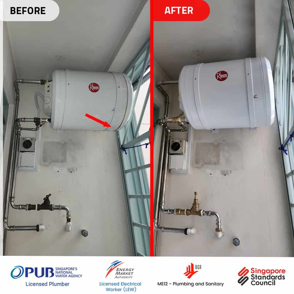 Rheem Water Heater Leaking Water Replacement Condo. 00