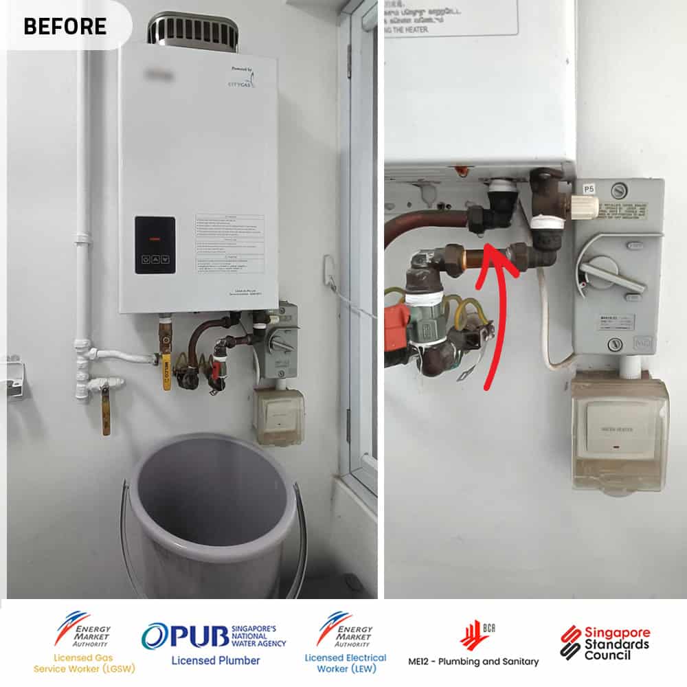 Indoor Gas heater powered by Citygas - Leaking Water 01