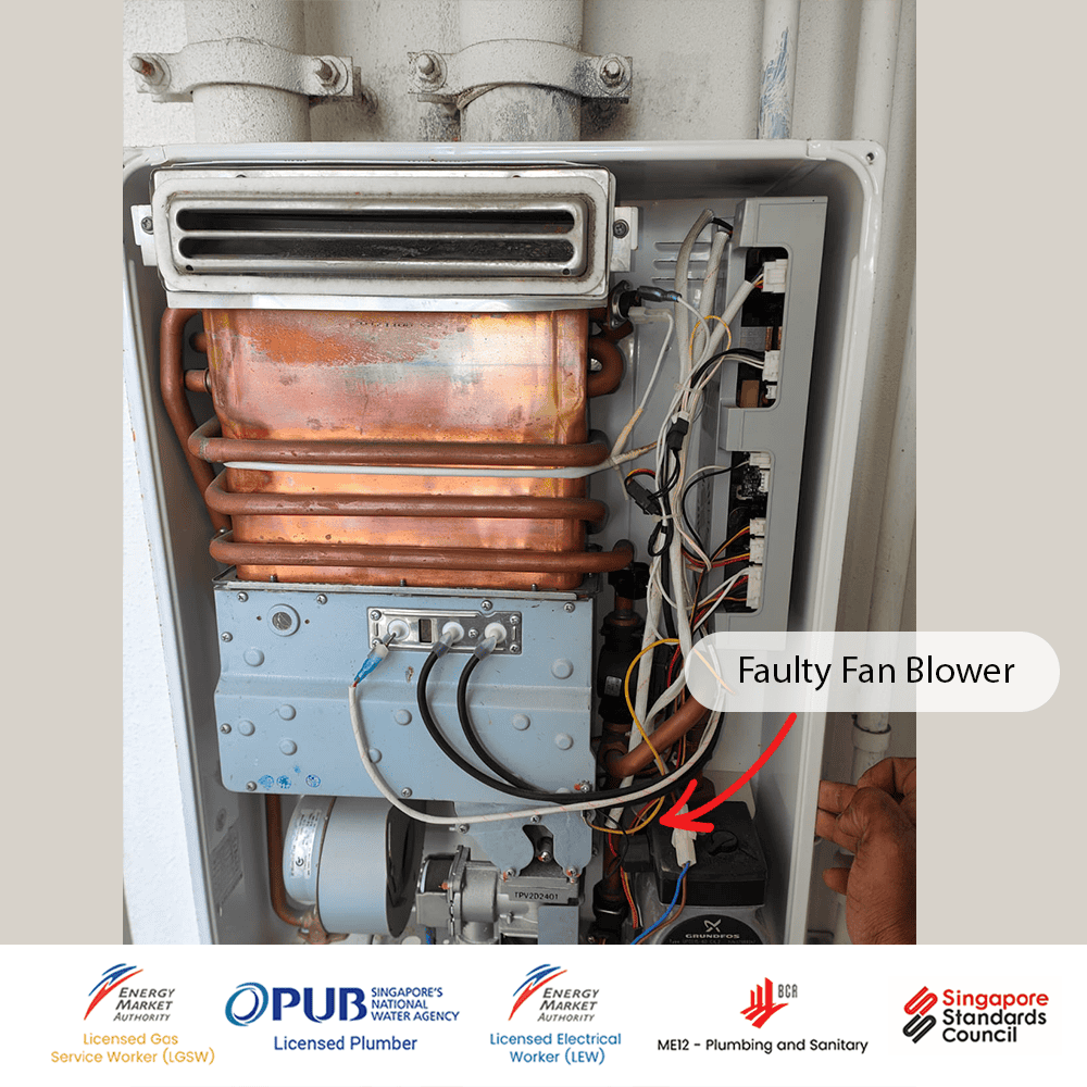 City Gas Heater North Park Residences E5 Error Code: Faulty Fan Blower