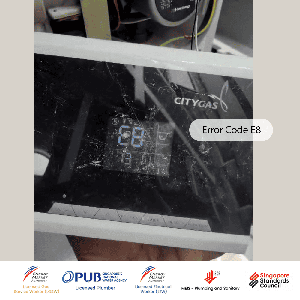 City Gas Heater Waterfront Key E8 Error Code