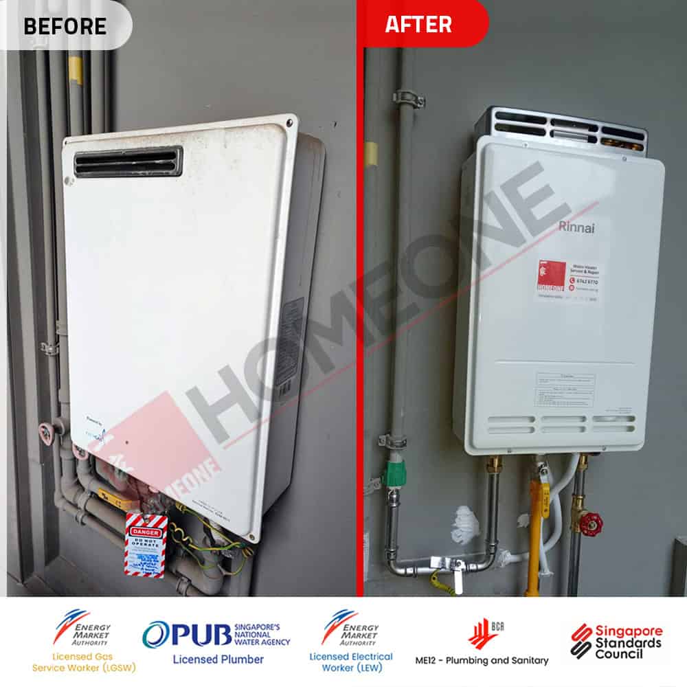 City Gas Heater with Smoke at Inz Residences - Gas Heater Replacement 01