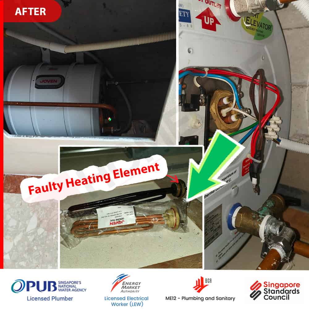 Joven water heater repair - Heating Element Faulty -After repair @ The Springbloom