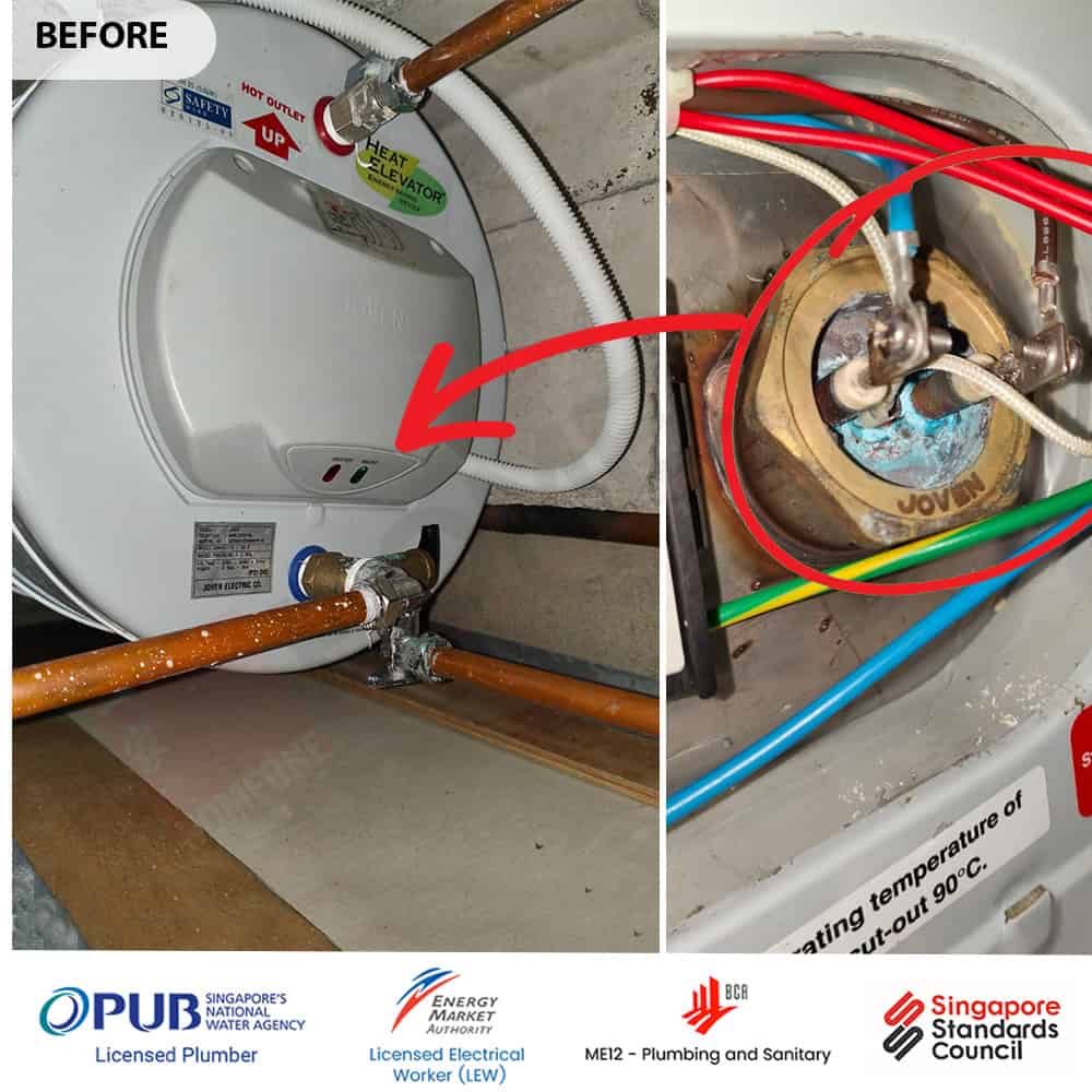Joven water heater repair - Heating Element Faulty -Before repair @ The Springbloom